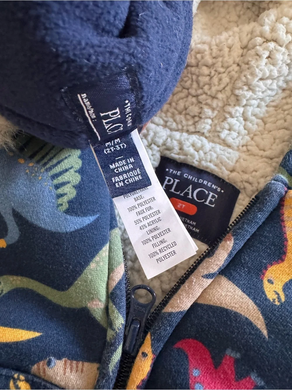 The Children's Place Navy Dino Fleece Hoodie Set w/ Faux-Fur Trapper Hat